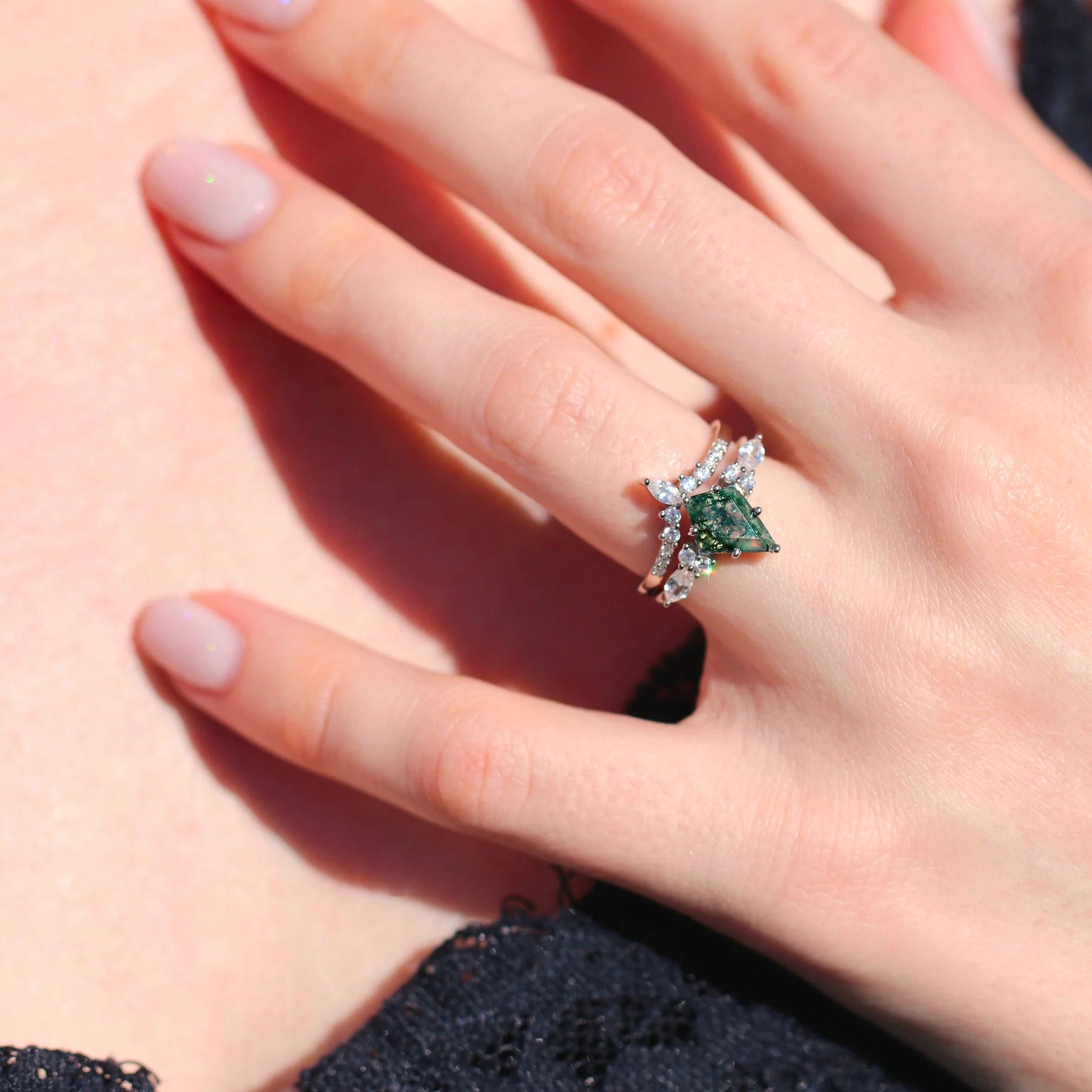 Skye™ Green Moss Agate Ring