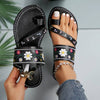 Women's Flip Flops With Floral Embroidery