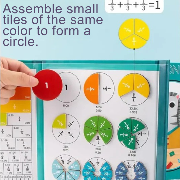 MagnaFractions™ Magnetic Fraction Learning Tiles — Interactive Math Set for Kids